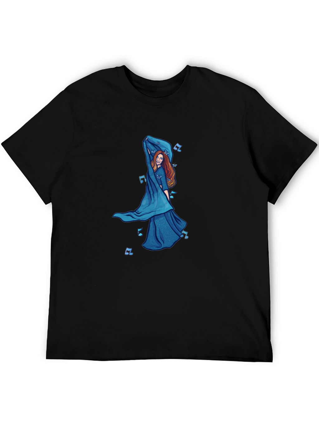 Black T-Shirt with Dancing Woman Graphic