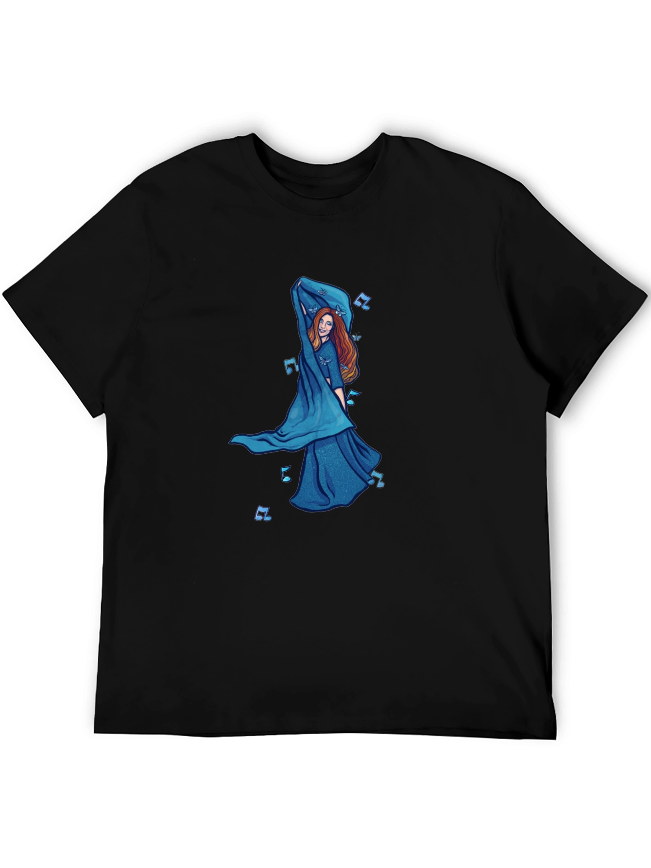 Black T-Shirt with Dancing Woman Graphic