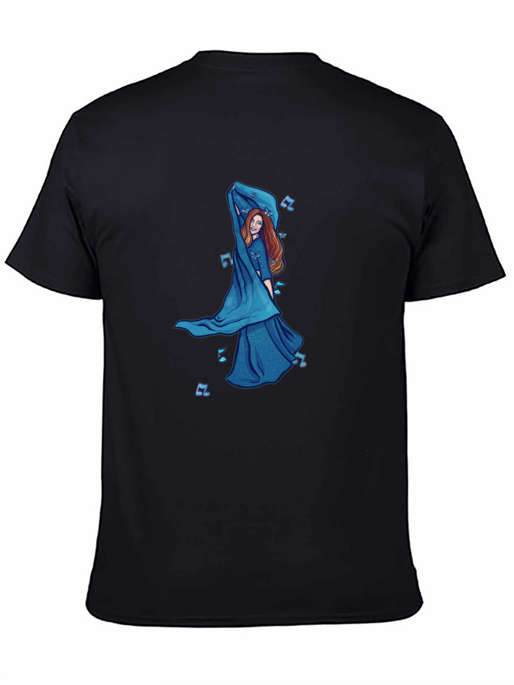 Black T-Shirt with Dancing Woman Graphic