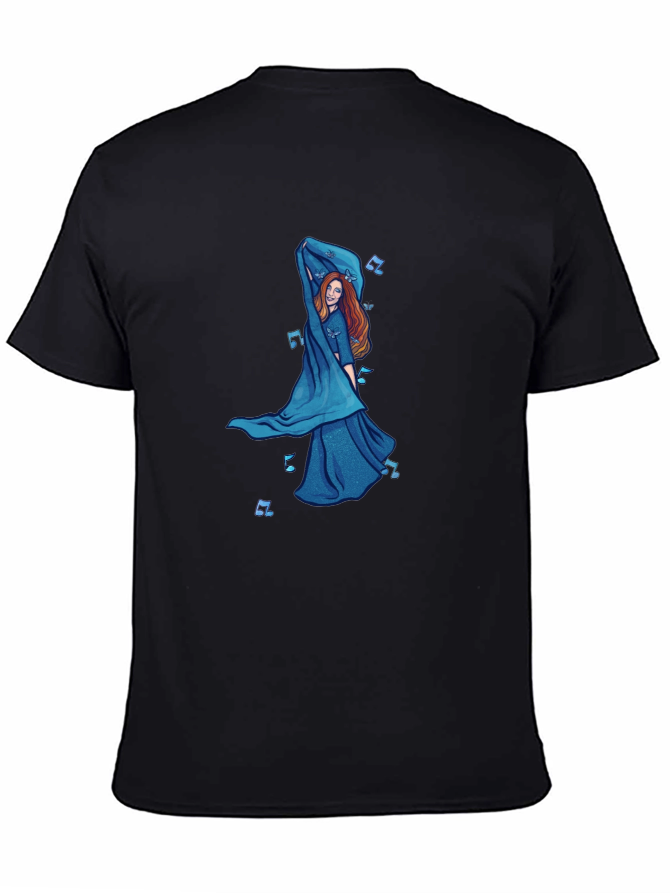 Black T-Shirt with Dancing Woman Graphic