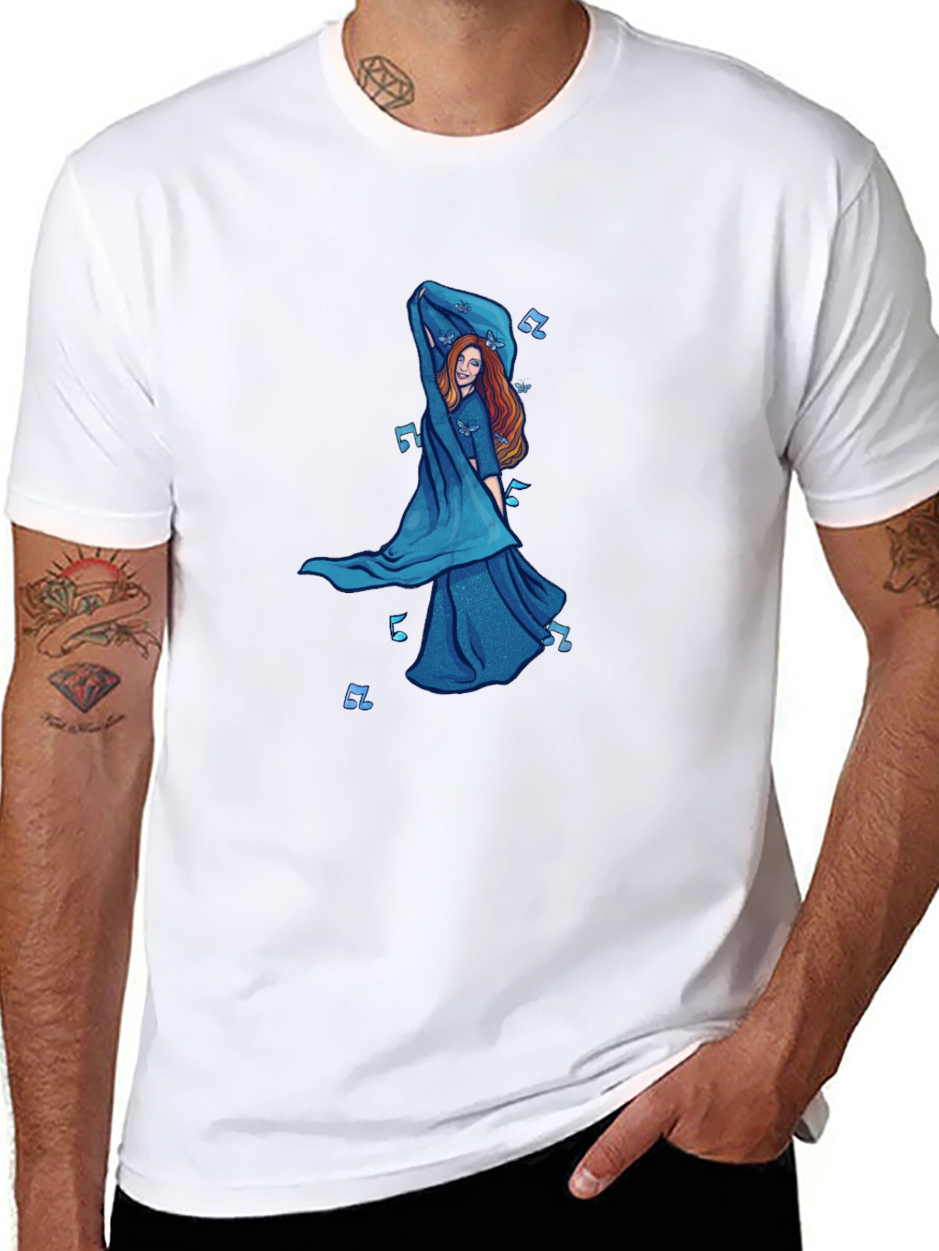 Black T-Shirt with Dancing Woman Graphic