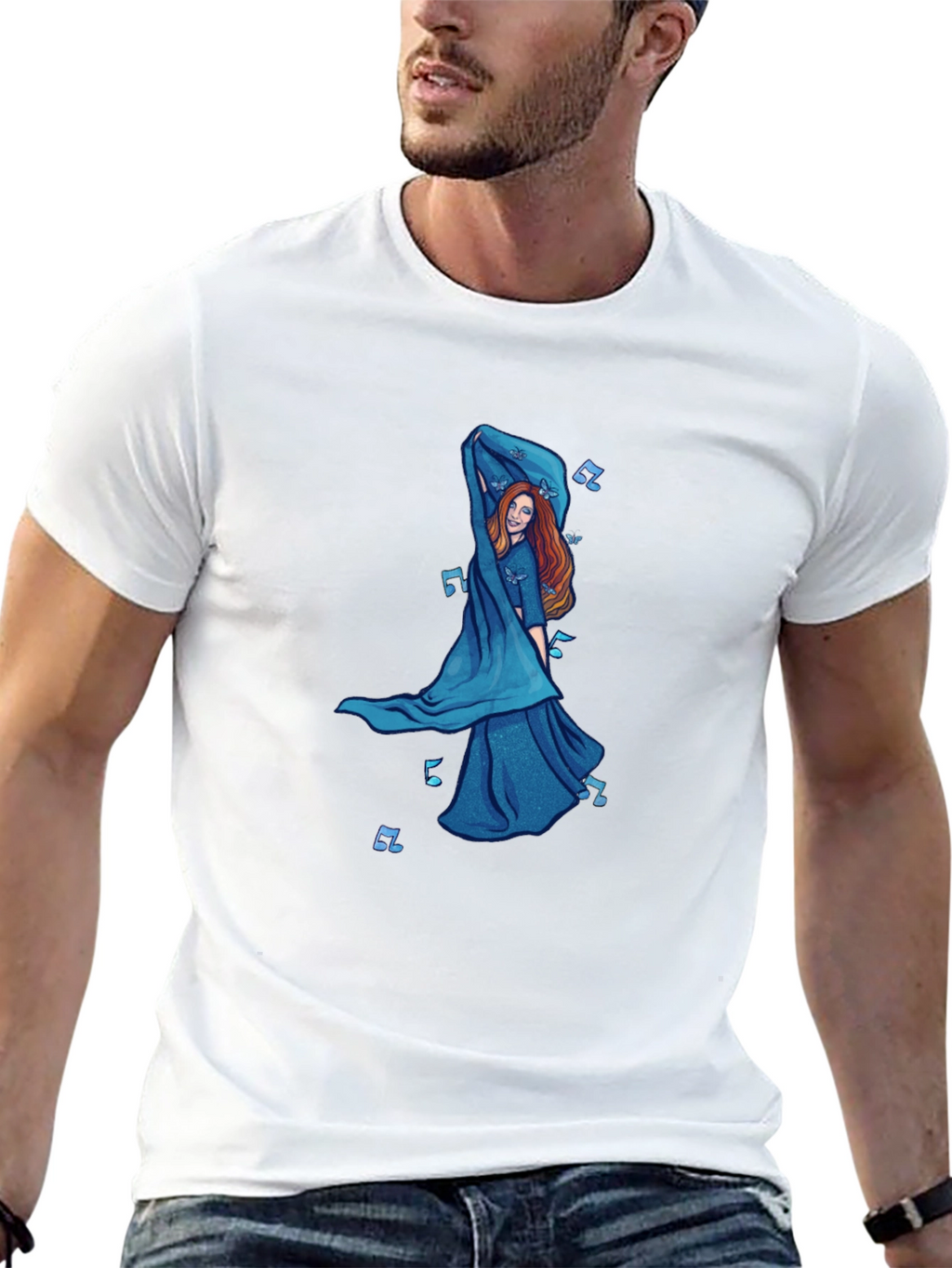 Black T-Shirt with Dancing Woman Graphic