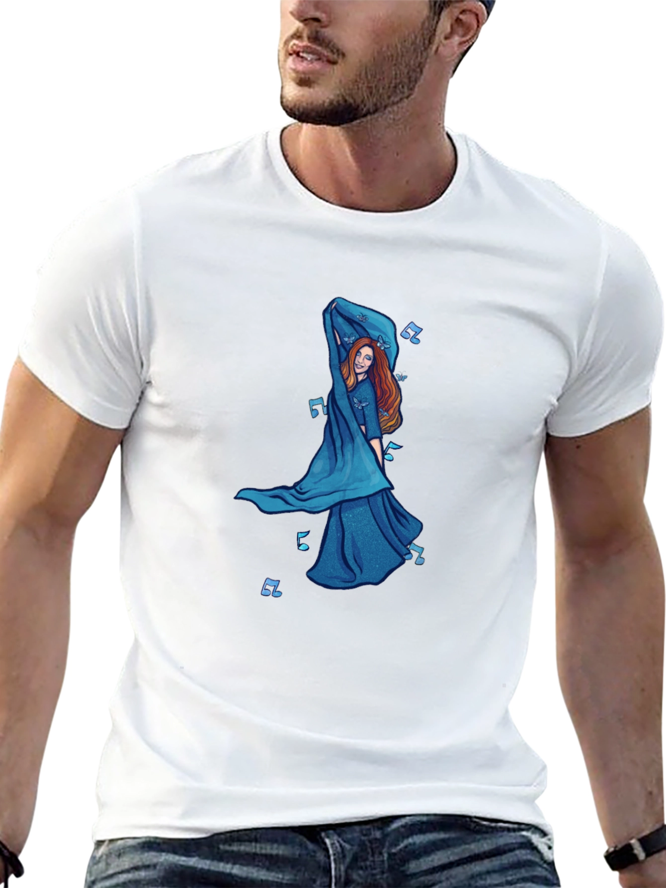 Black T-Shirt with Dancing Woman Graphic