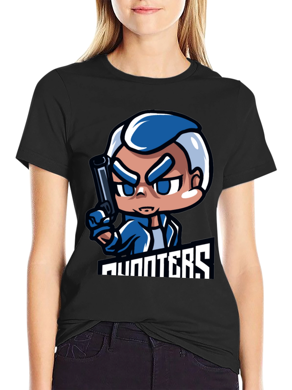 Hunters Cartoon Graphic Black T-Shirt