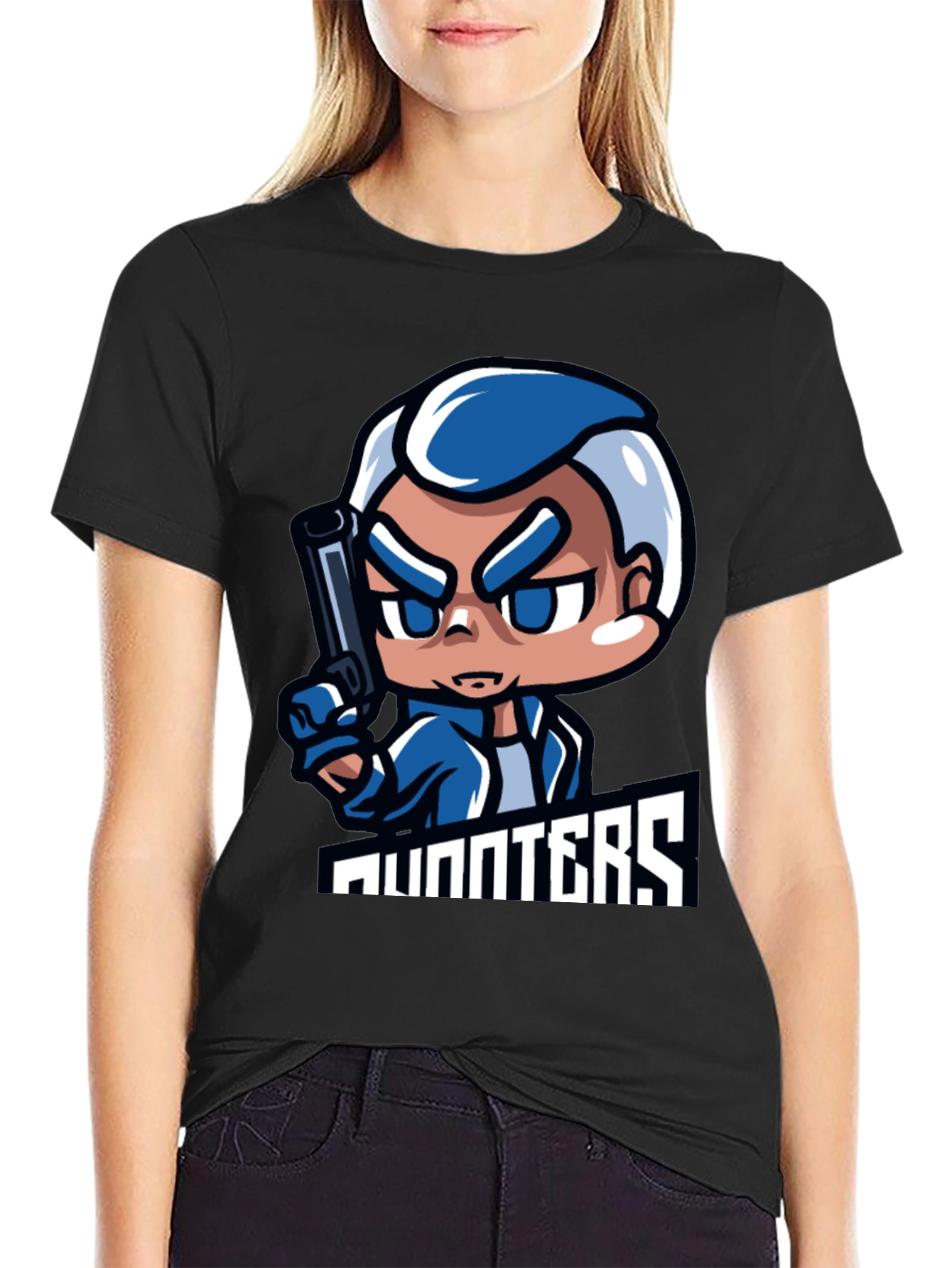 Hunters Cartoon Graphic Black T-Shirt
