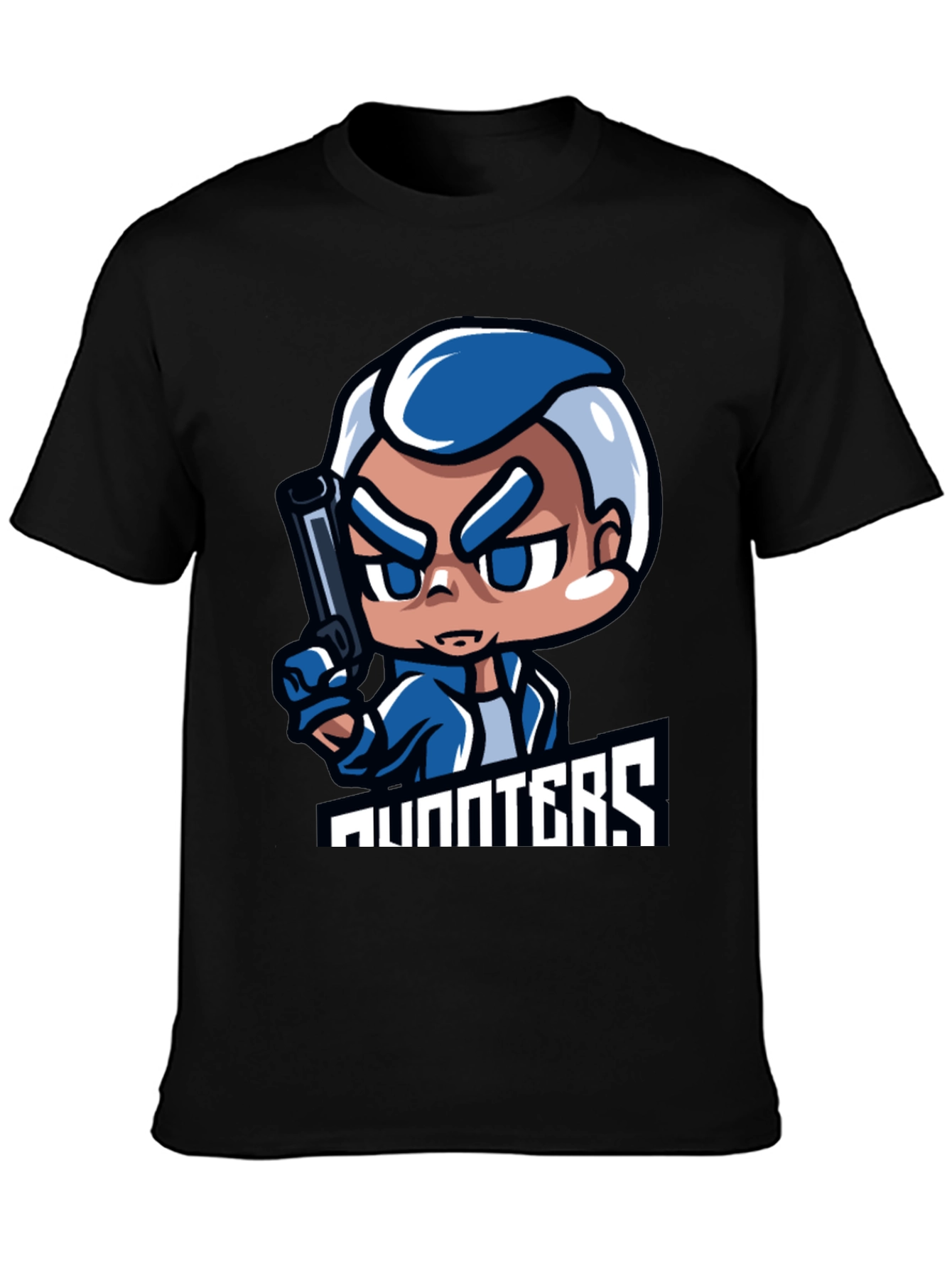 Hunters Cartoon Graphic Black T-Shirt