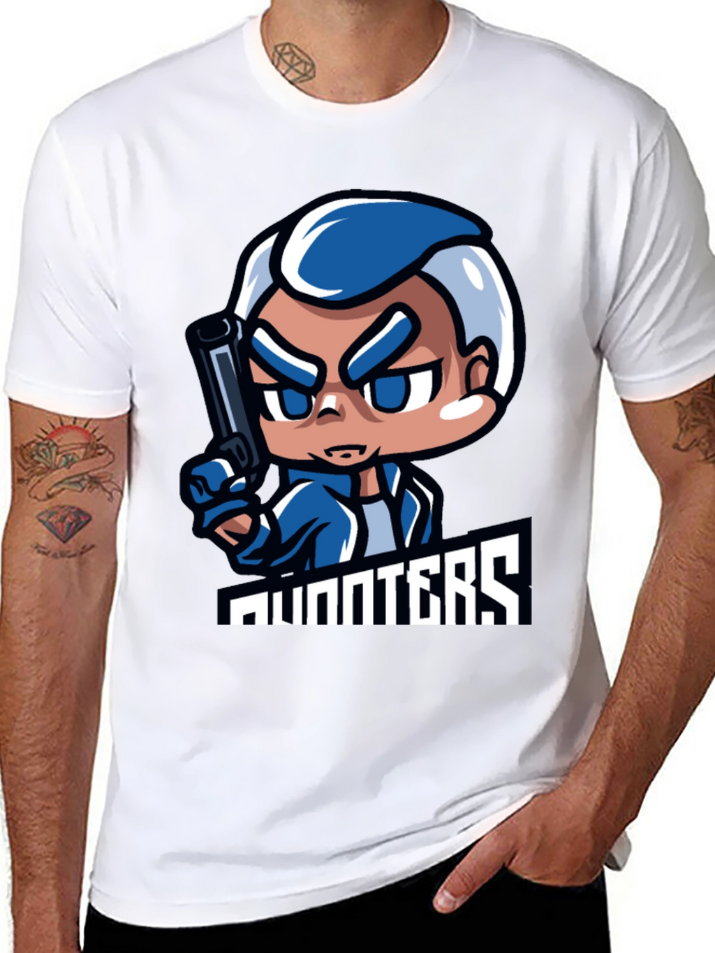 Hunters Cartoon Graphic Black T-Shirt