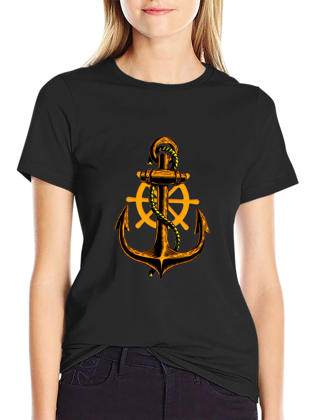 Nautical Anchor Graphic Tee - Black