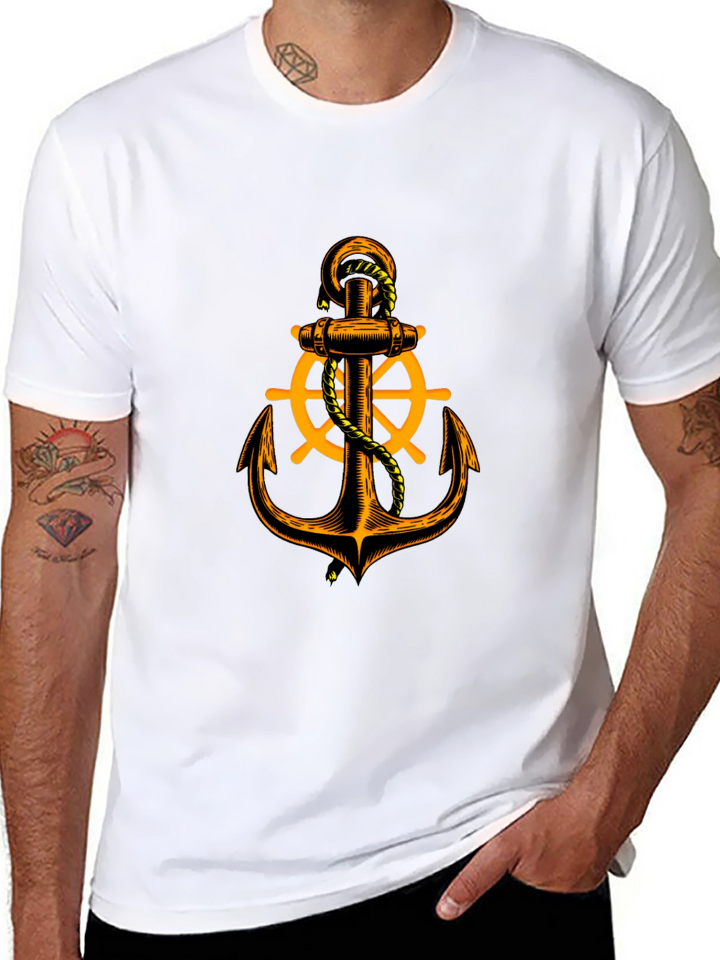 Nautical Anchor Graphic Tee - Black