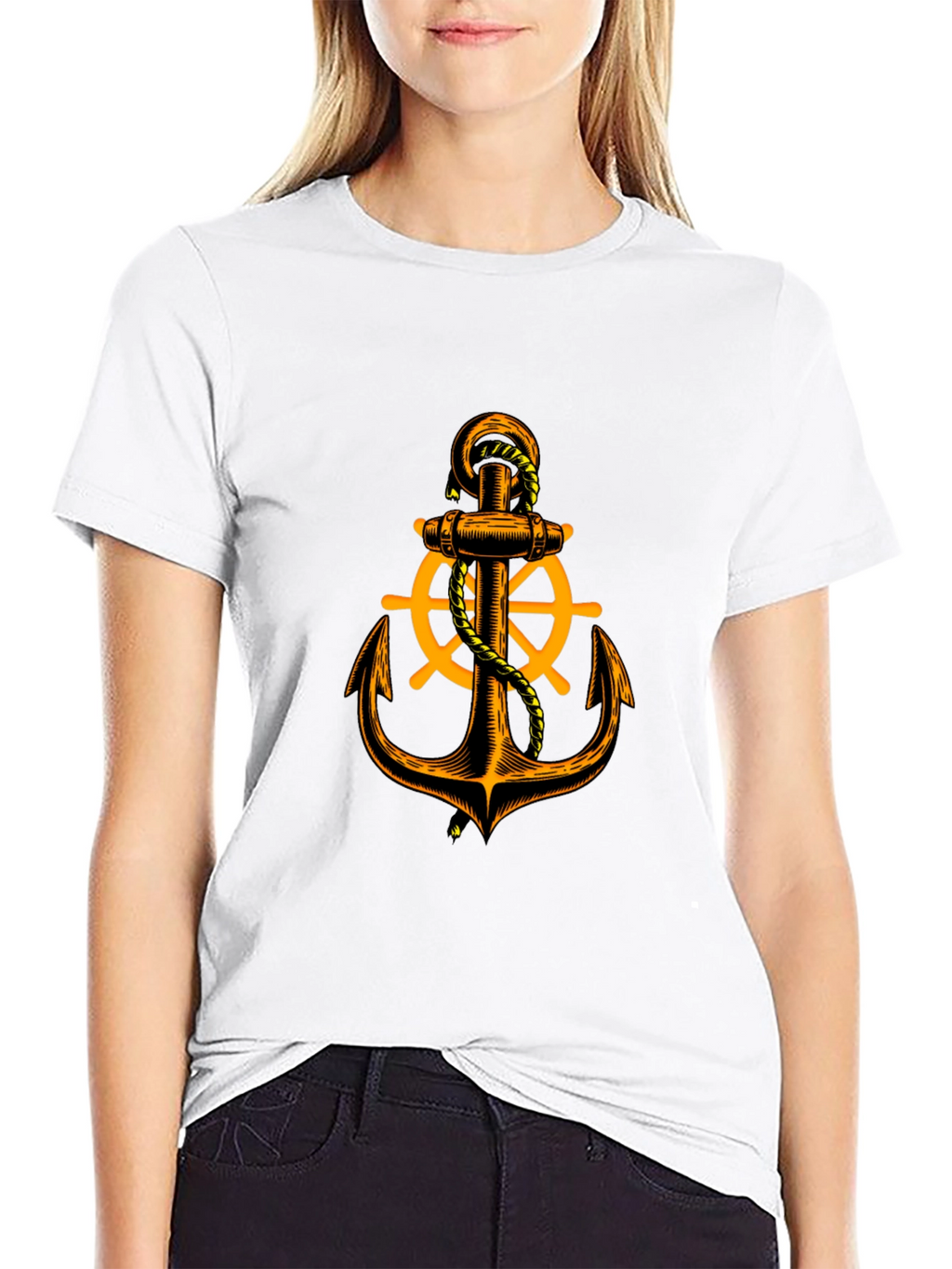 Nautical Anchor Graphic Tee - Black
