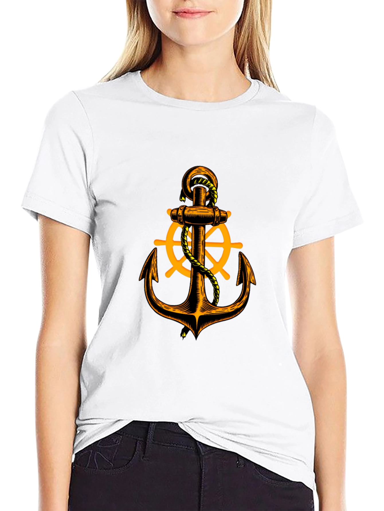 Nautical Anchor Graphic Tee - Black