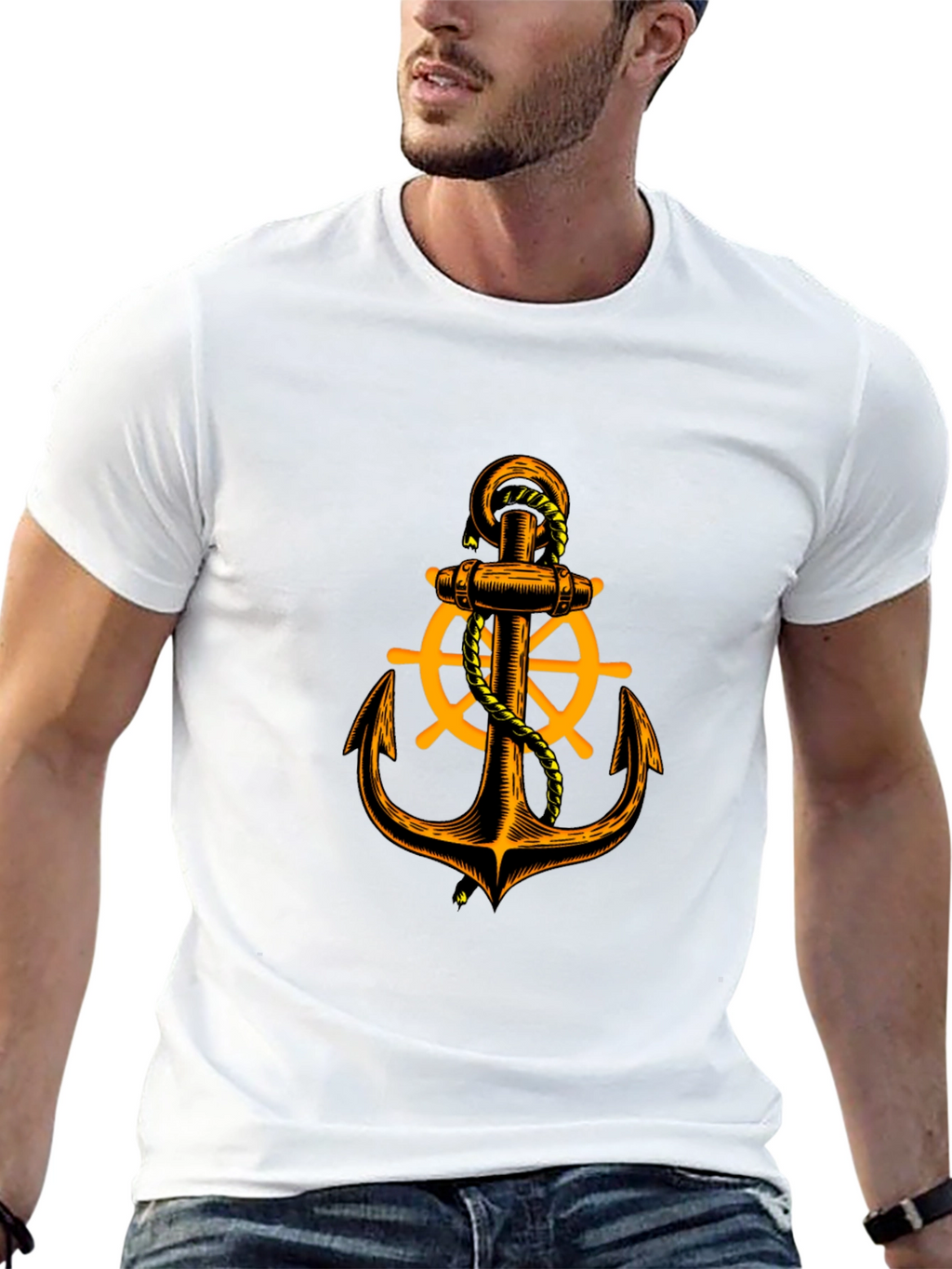 Nautical Anchor Graphic Tee - Black