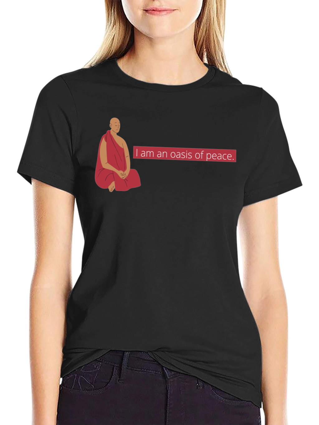 Oasis of Peace T-Shirt - Meditating Monk Design