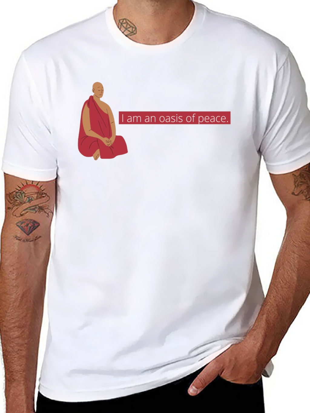 Oasis of Peace T-Shirt - Meditating Monk Design