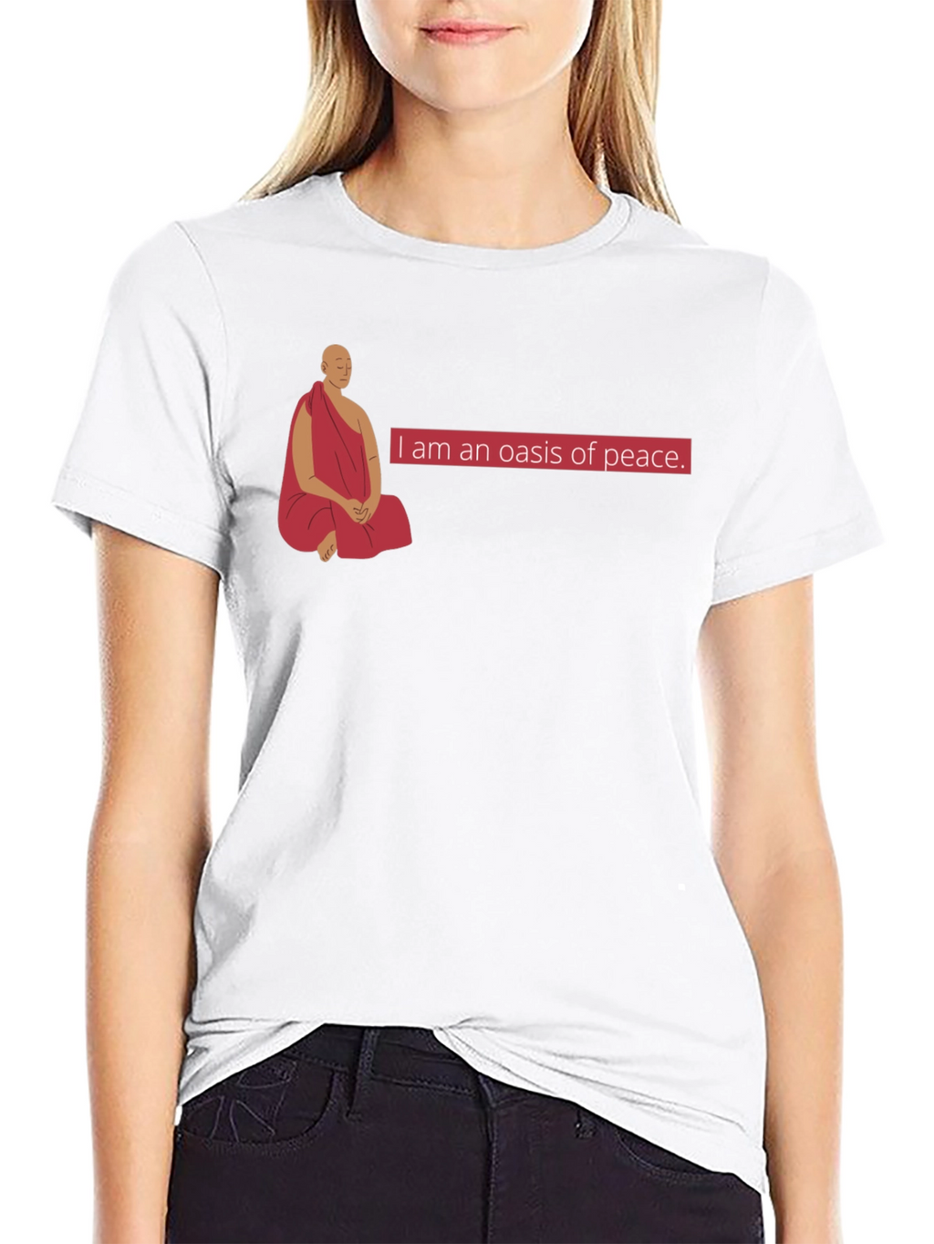 Oasis of Peace T-Shirt - Meditating Monk Design