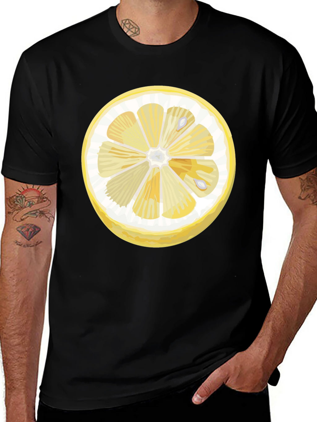 Lemon Slice Graphic Black T-Shirt