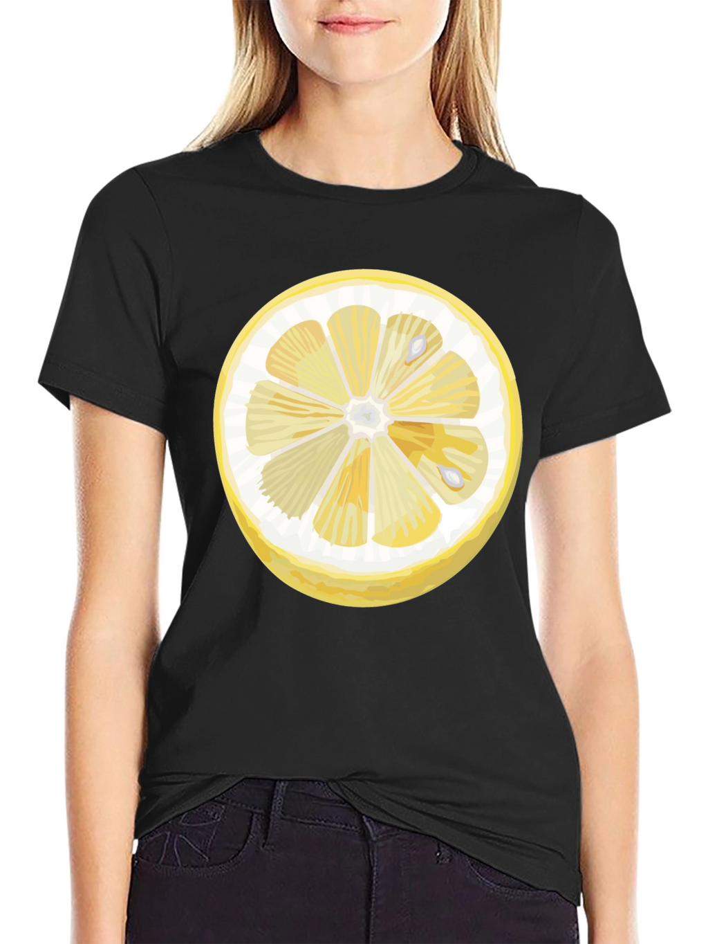 Lemon Slice Graphic Black T-Shirt