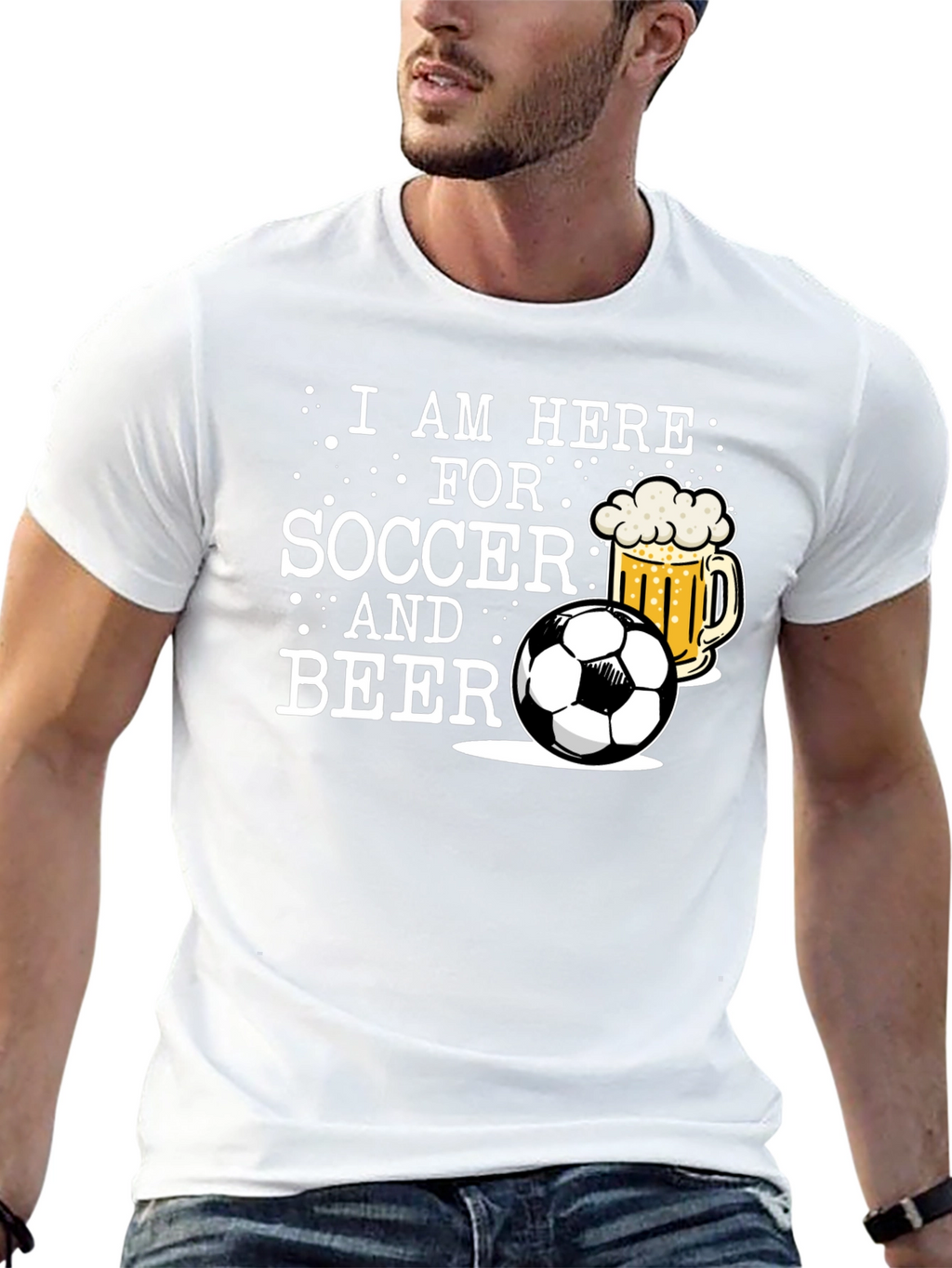 Soccer and Beer T-Shirt - Mens Black Graphic Tee