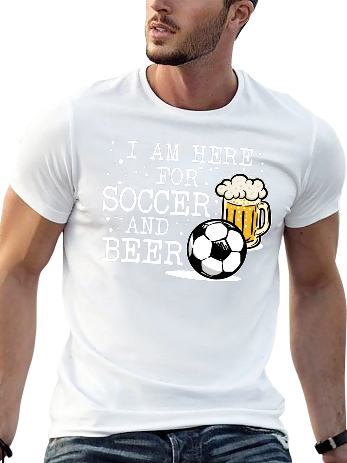 Soccer and Beer T-Shirt - Mens Black Graphic Tee