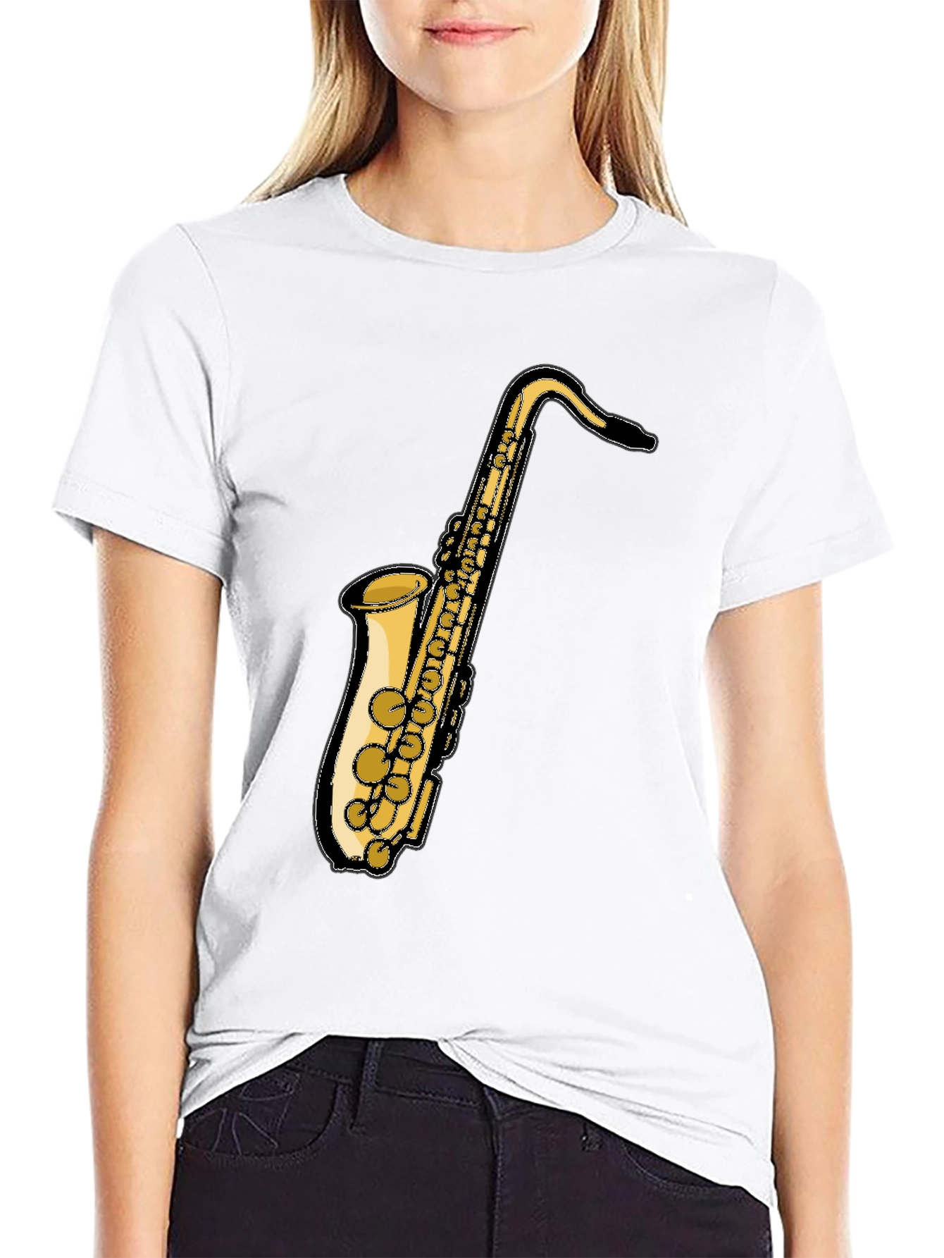 Saxophone Graphic Black T-Shirt - Music Lover Tee