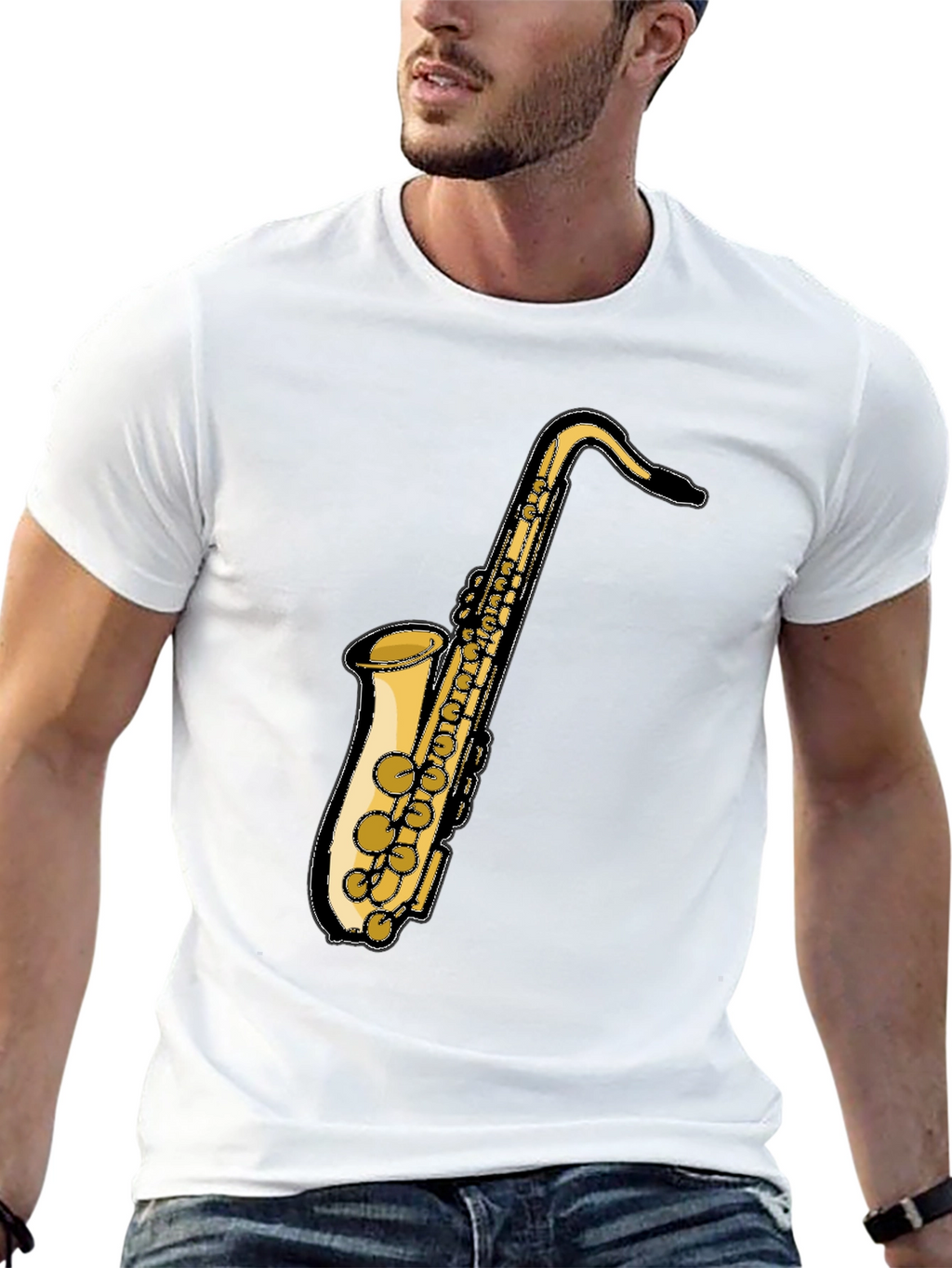 Saxophone Graphic Black T-Shirt - Music Lover Tee