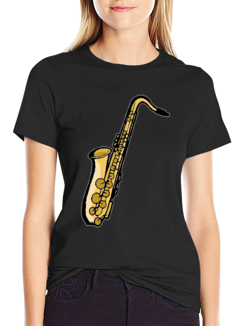 Saxophone Graphic Black T-Shirt - Music Lover Tee