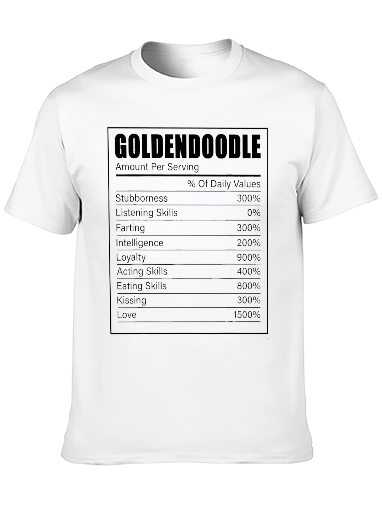 Goldendoodle Nutrition Facts T-Shirt - Funny Dog Lover Tee