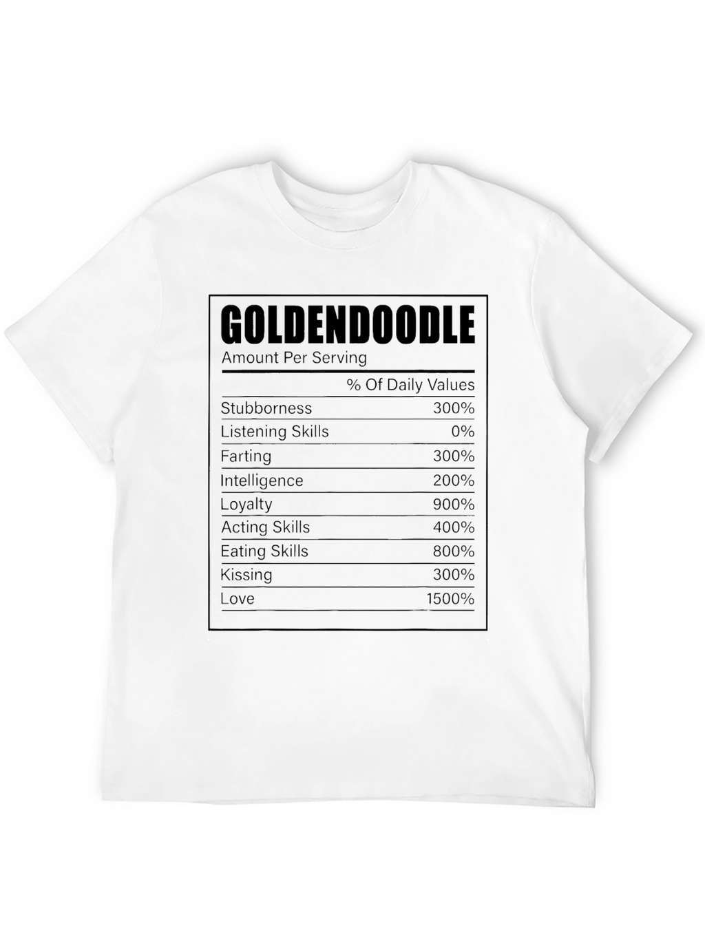 Goldendoodle Nutrition Facts T-Shirt - Funny Dog Lover Tee