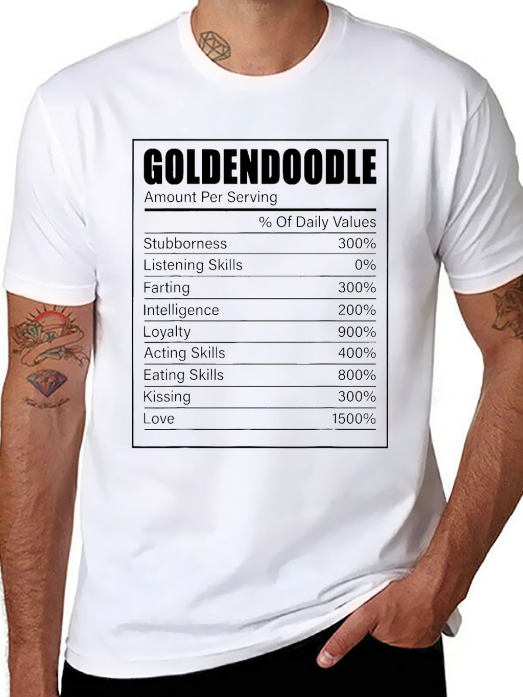 Goldendoodle Nutrition Facts T-Shirt - Funny Dog Lover Tee