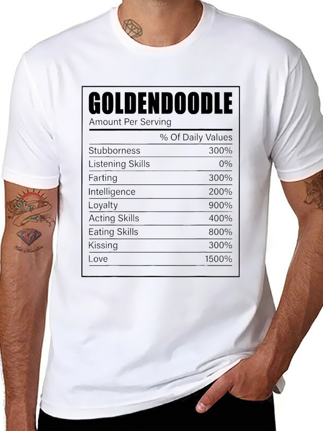 Goldendoodle Nutrition Facts T-Shirt - Funny Dog Lover Tee