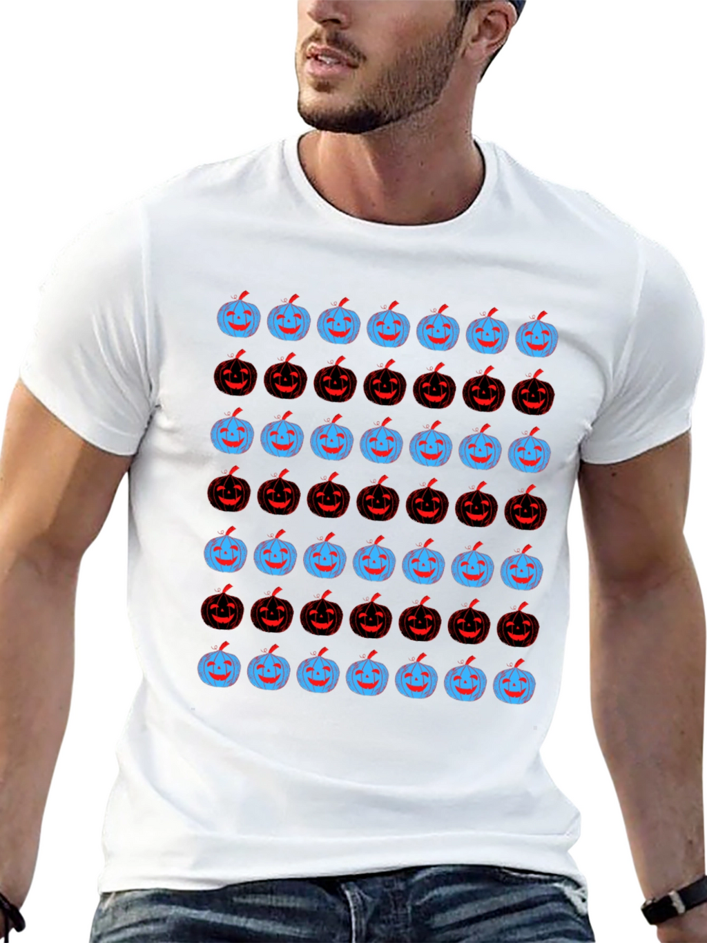 Pumpkin Pattern Black Tee