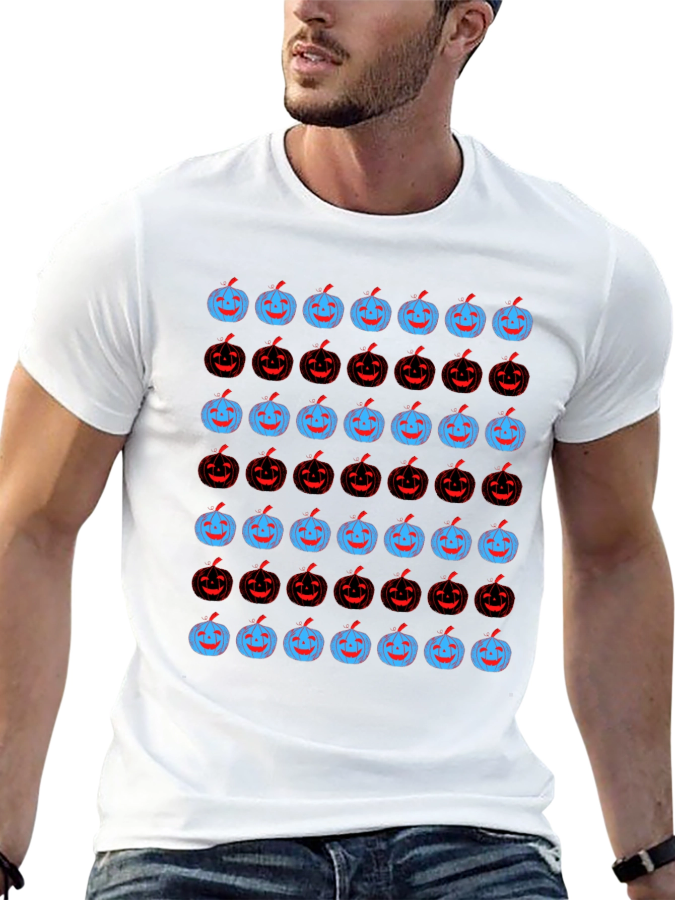 Pumpkin Pattern Black Tee