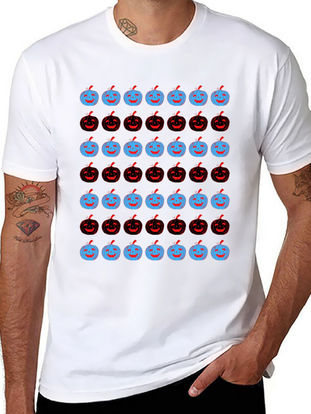 Pumpkin Pattern Black Tee