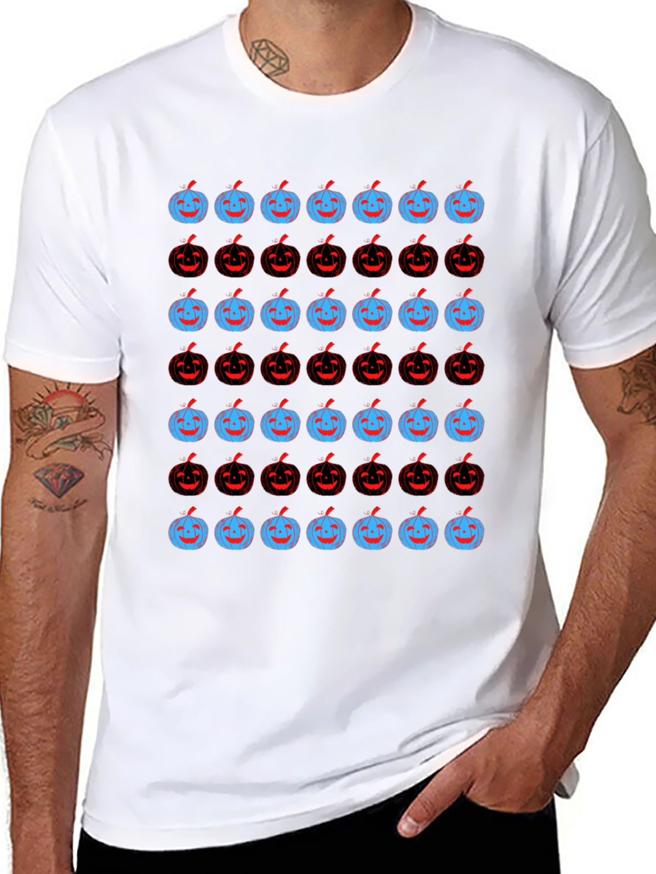 Pumpkin Pattern Black Tee