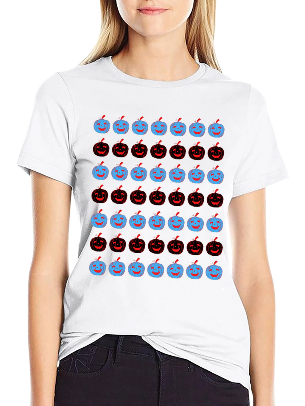 Pumpkin Pattern Black Tee