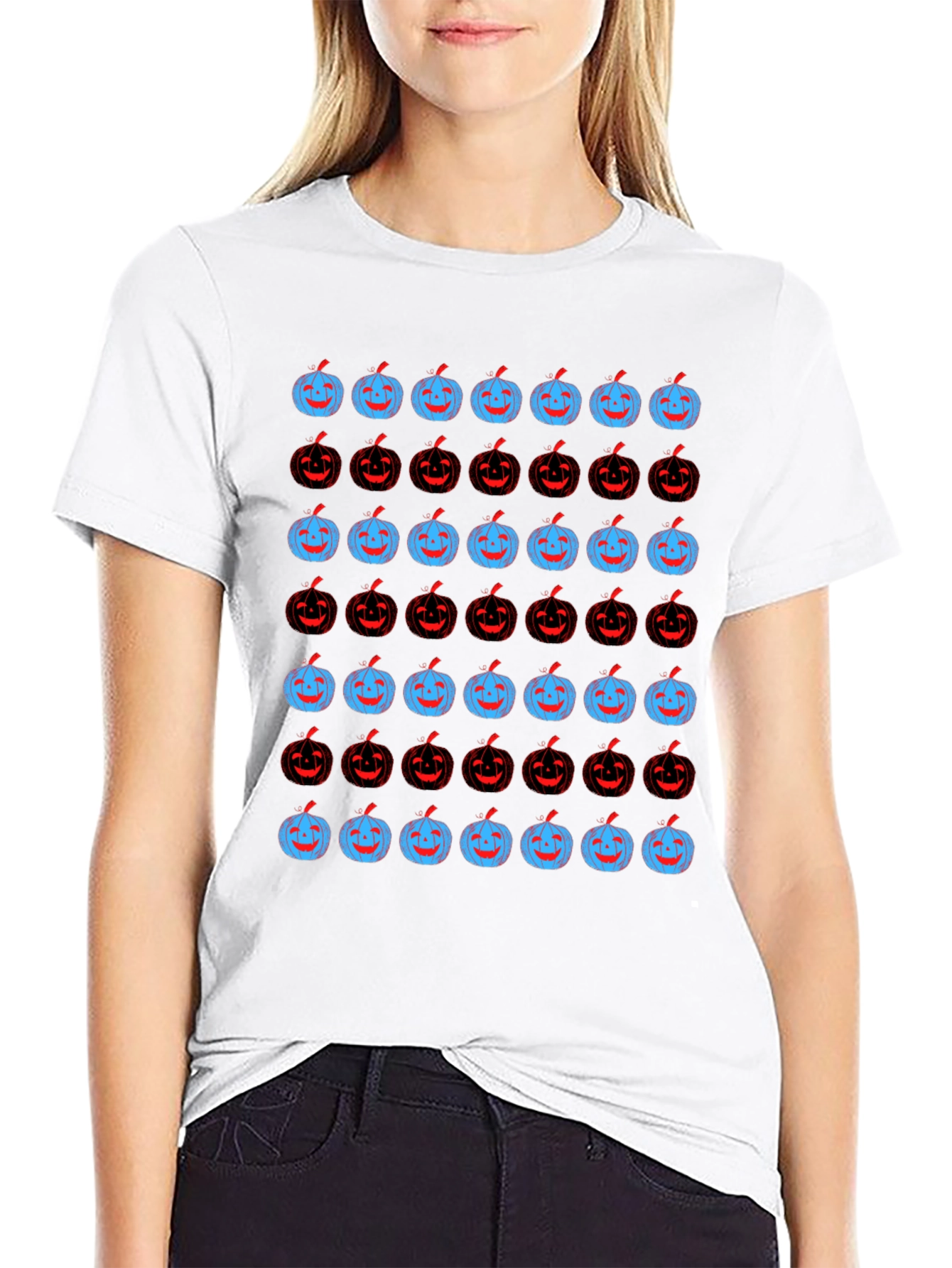 Pumpkin Pattern Black Tee