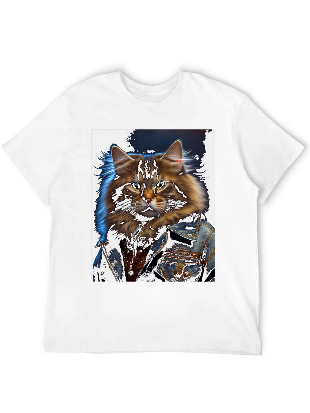 Cat in Denim Jacket Graphic T-Shirt