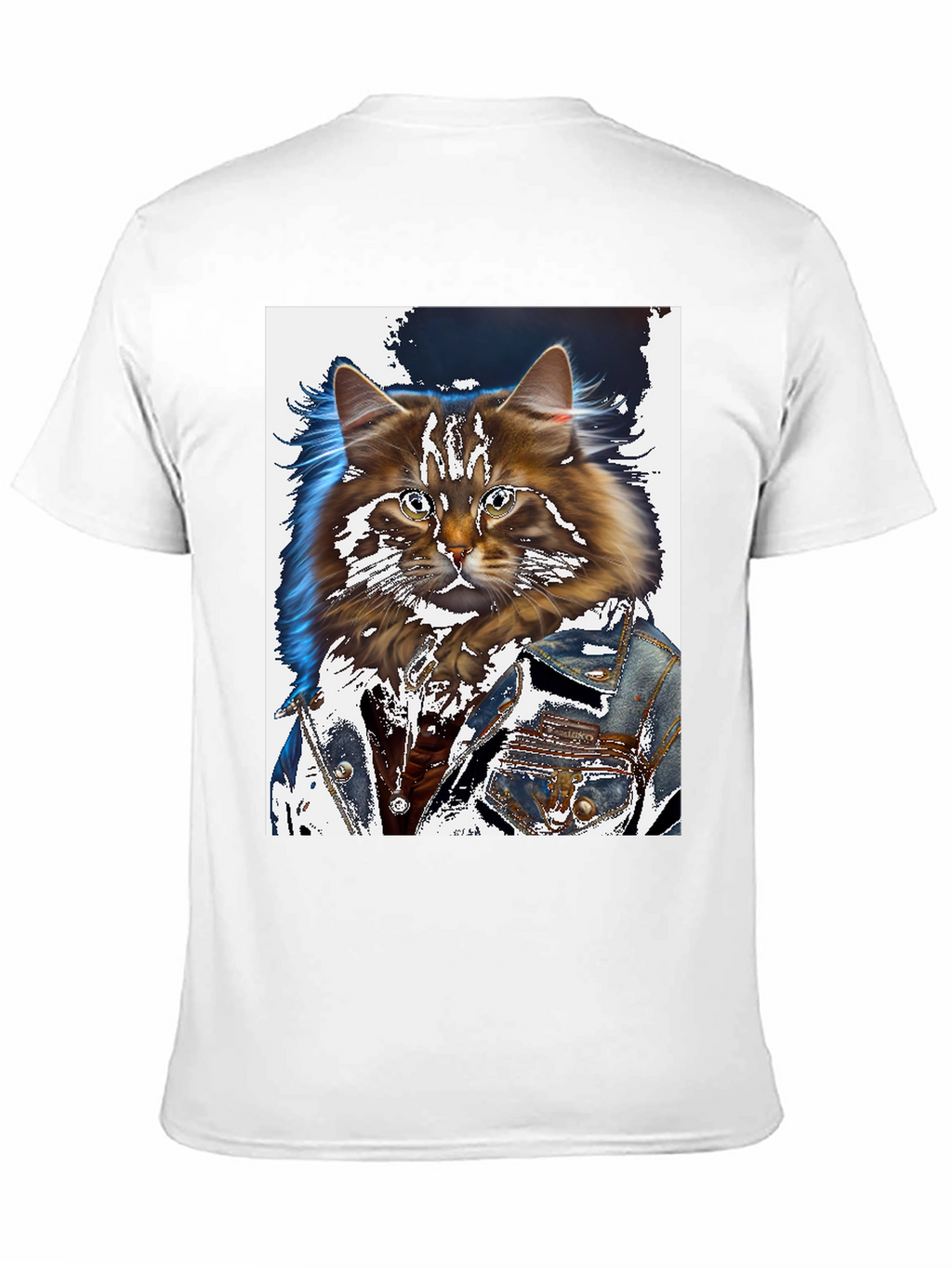 Cat in Denim Jacket Graphic T-Shirt