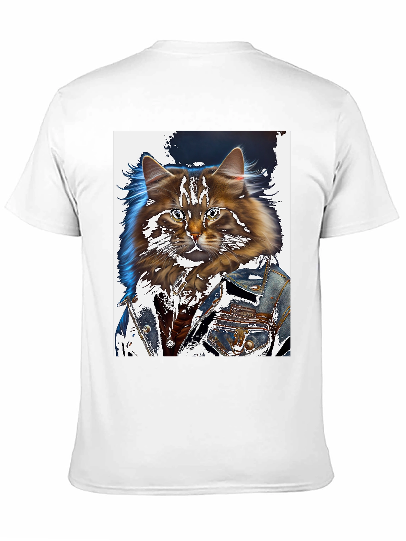 Cat in Denim Jacket Graphic T-Shirt