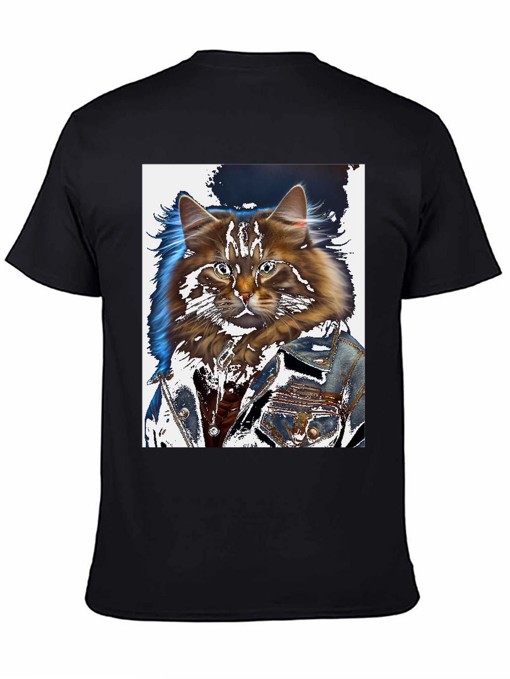 Cat in Denim Jacket Graphic T-Shirt
