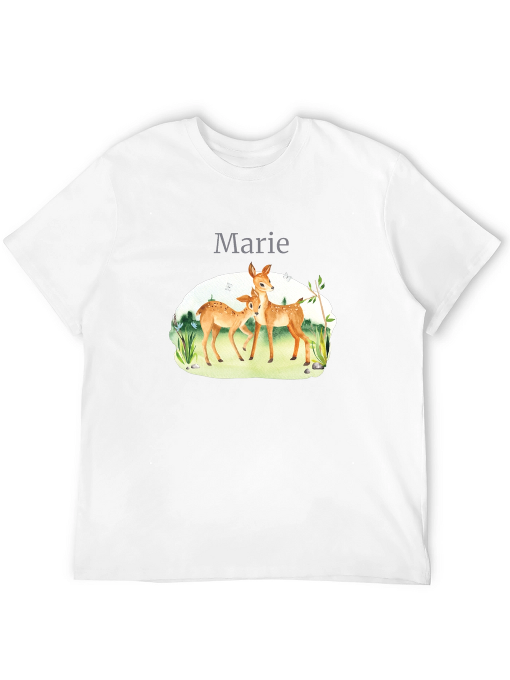 Deer Family Graphic Black T-Shirt