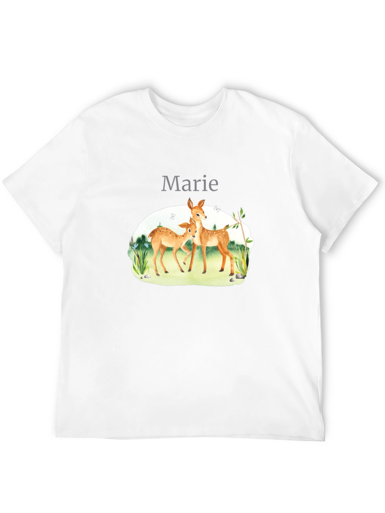 Deer Family Graphic Black T-Shirt