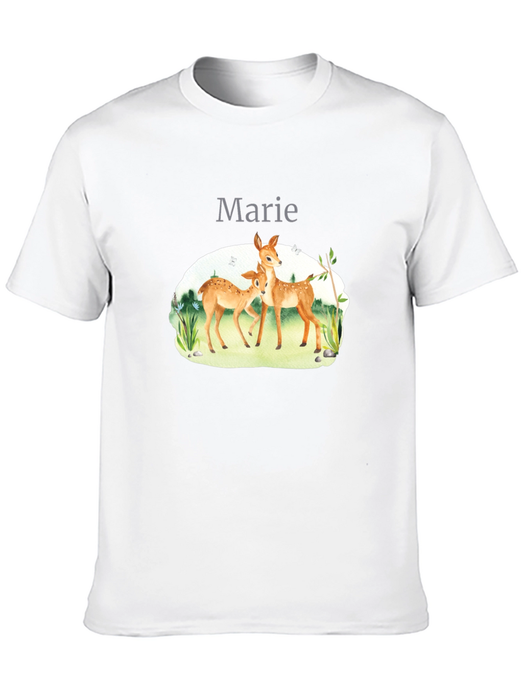 Deer Family Graphic Black T-Shirt