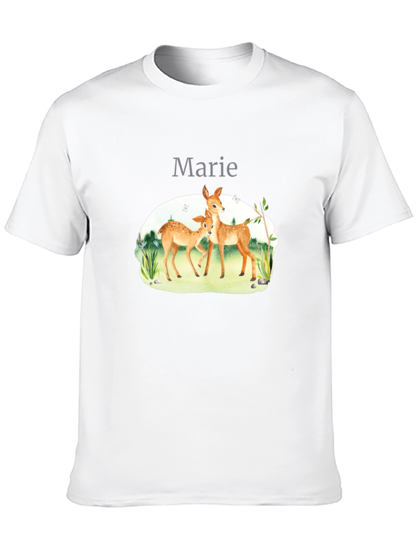 Deer Family Graphic Black T-Shirt