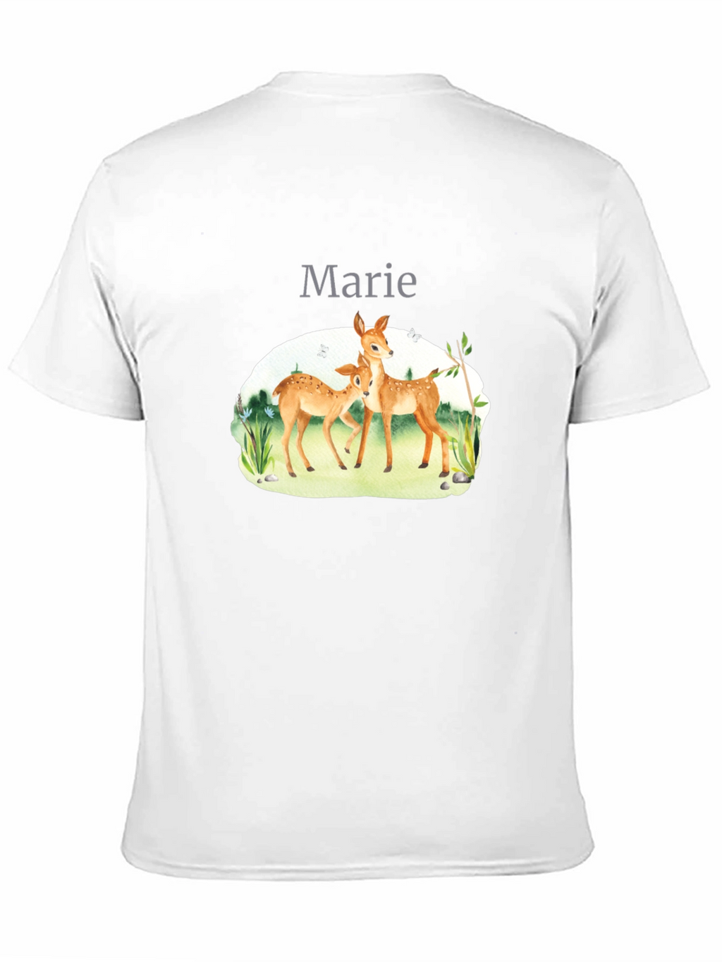 Deer Family Graphic Black T-Shirt