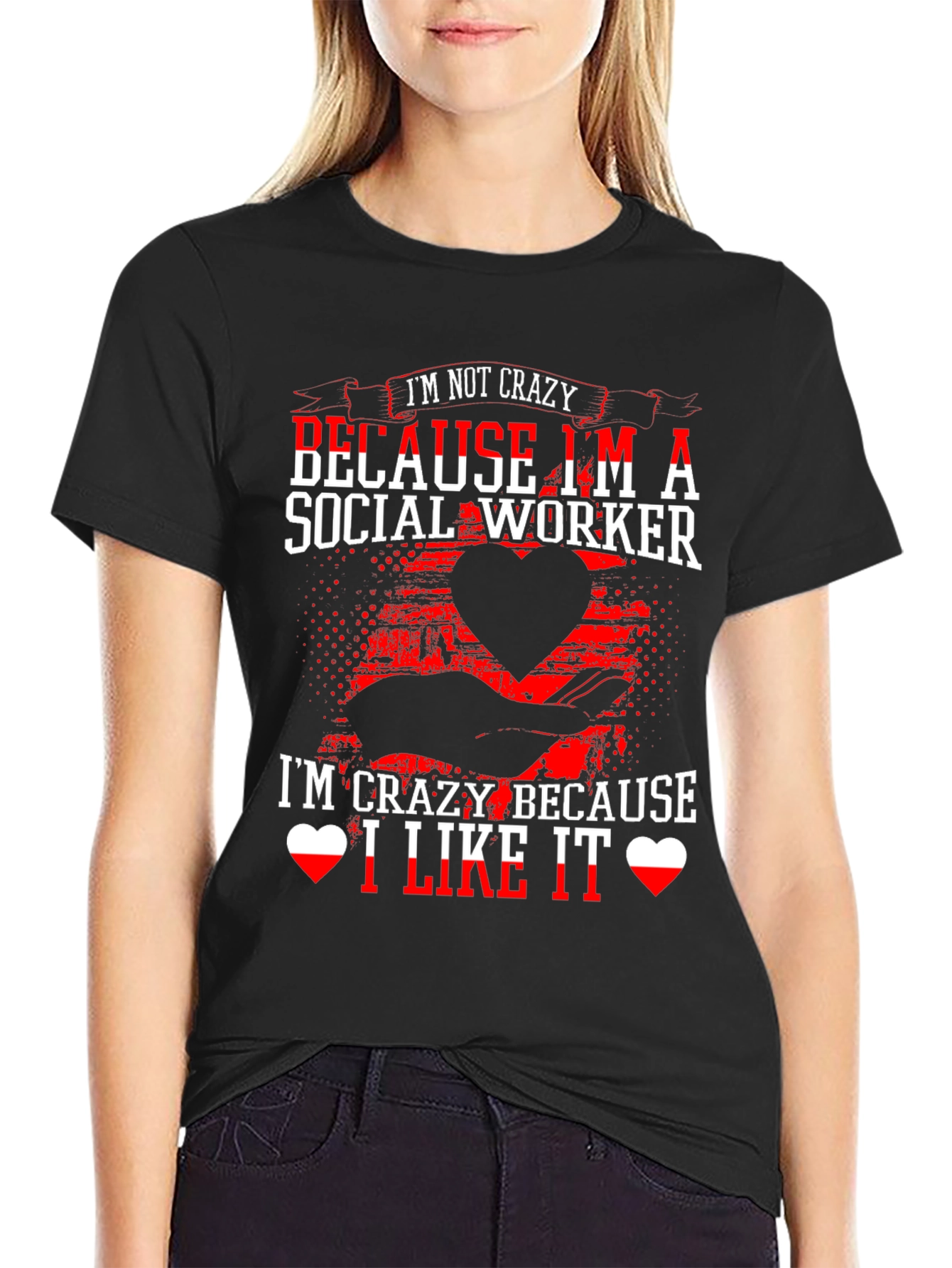 Crazy Social Worker Graphic Tee - Black