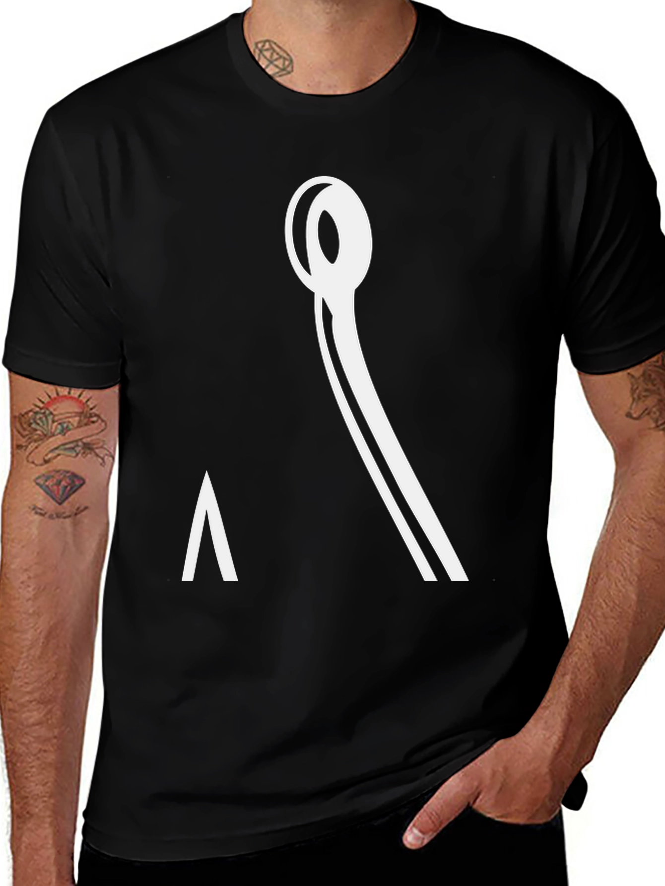 Minimalist Black Tee with Abstract Graphic Design