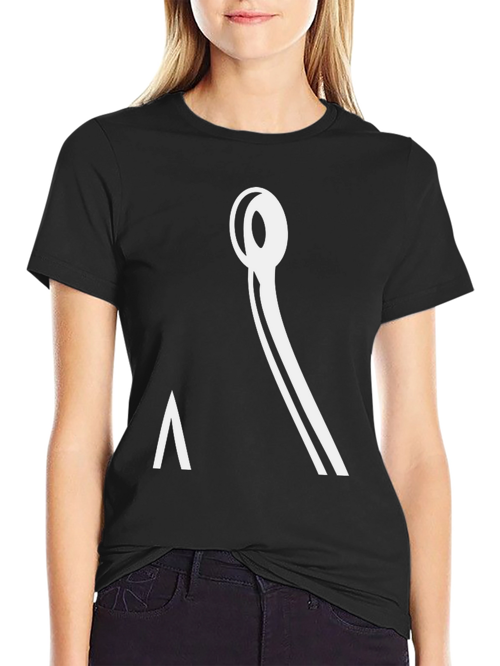 Minimalist Black Tee with Abstract Graphic Design