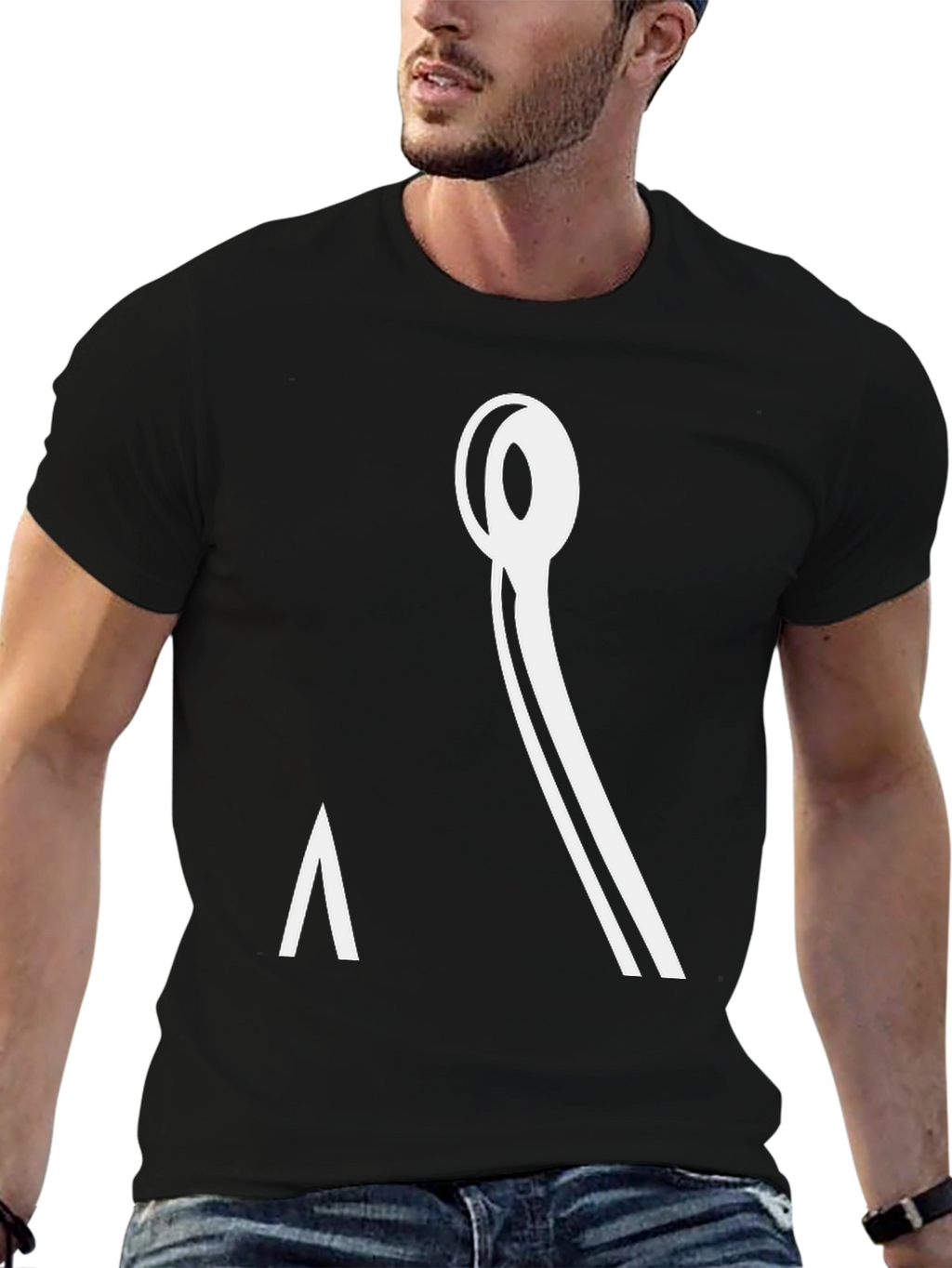 Minimalist Black Tee with Abstract Graphic Design