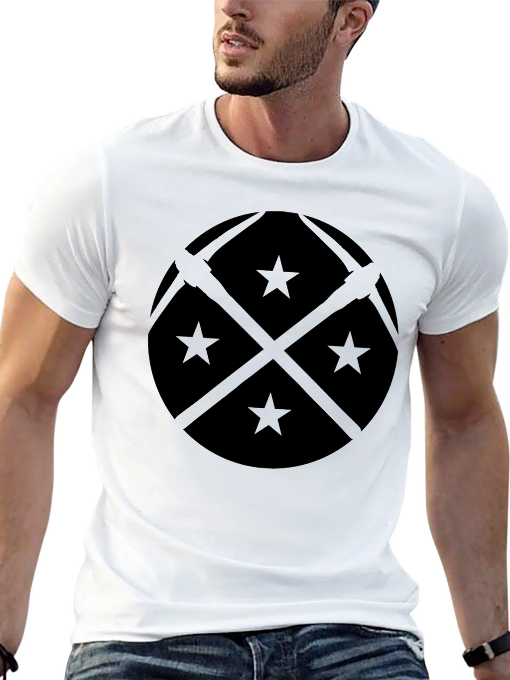 Black Denver Pickaxes & Stars Graphic T-Shirt